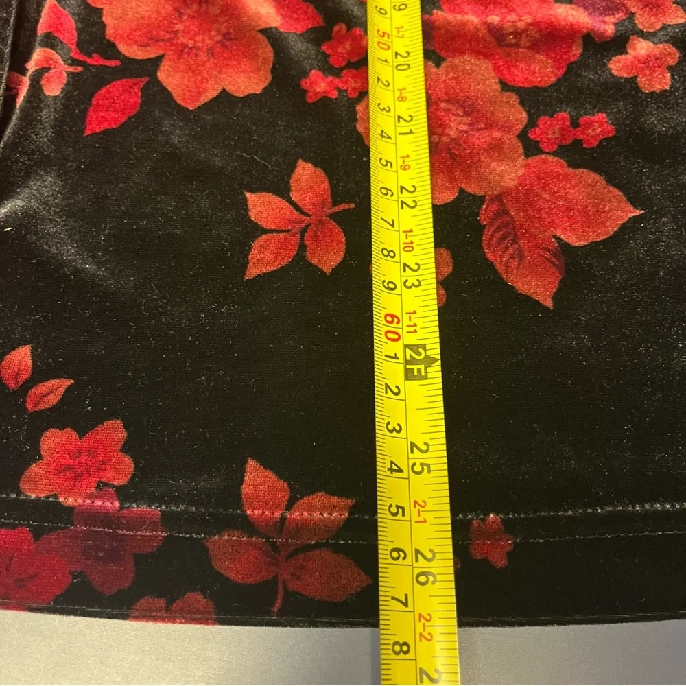 Sag Harbor Floral Velvet Button-Up Shirt Shiny Vintage Retro Party XL - Picture 11 of 16